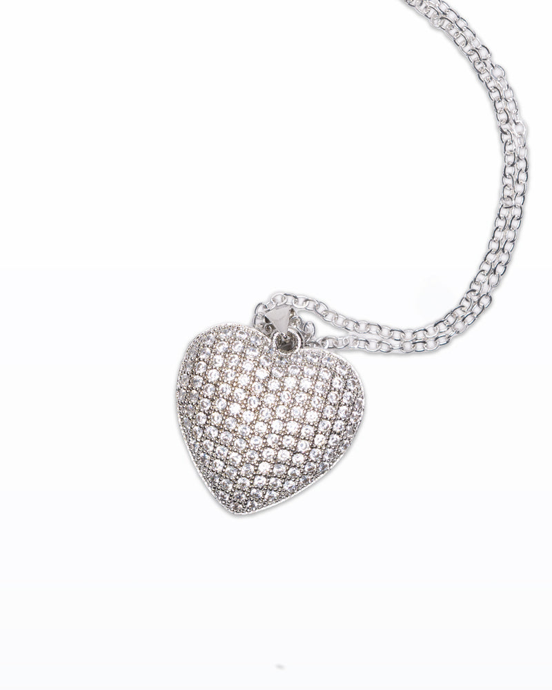 Collana Cuore – Placcata Argento con Cristalli Luminosi